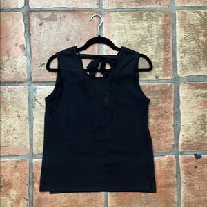 SANDRO Size 2 Black Grommet and Bow Cutout Sleeveless Blouse